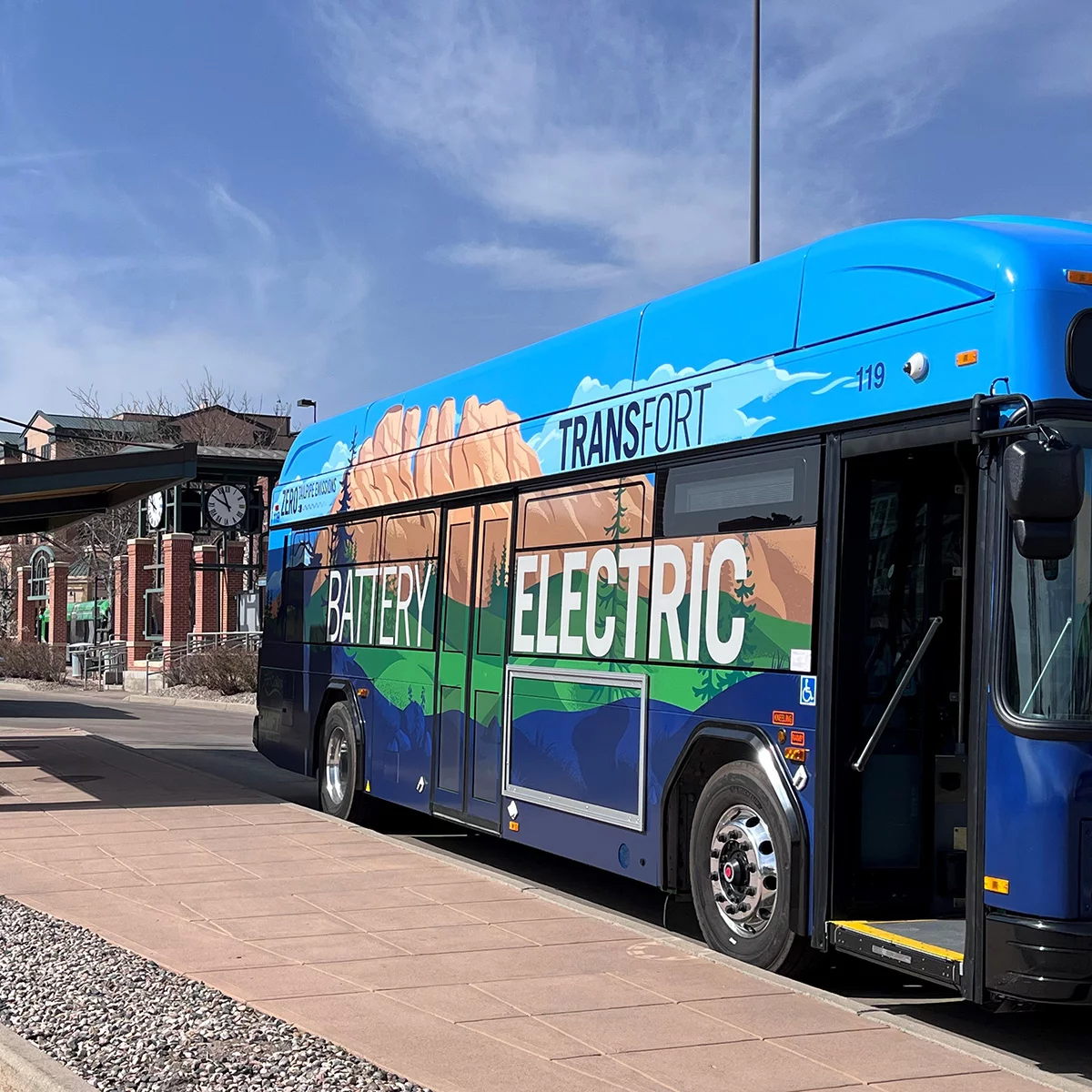 Electric bus at station platform