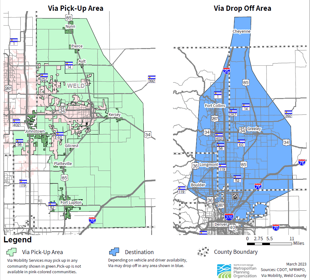 Color-coded map of Weld County service zones.