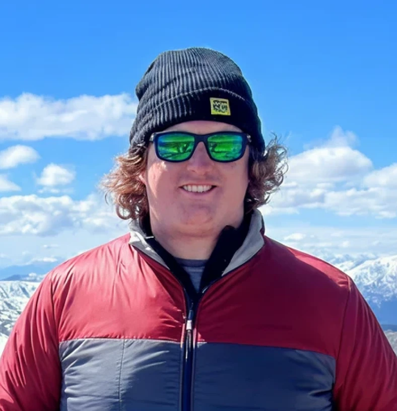 Outdoor enthusiast enjoying mountain scenery