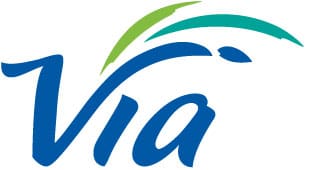 Blue and green Via brand logo
