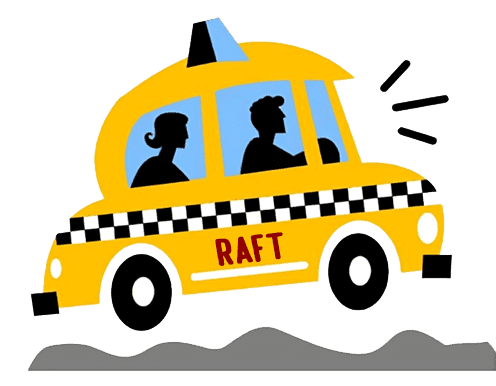 Yellow taxi illustration with two silhouettes