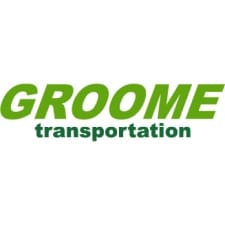 "Groome Transportation logo in green and white."