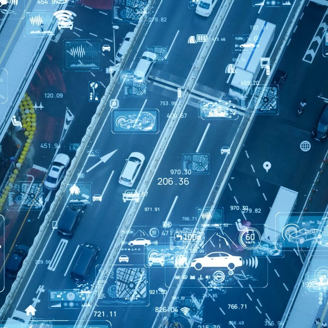 Transportation and technology concept. ITS (Intelligent Transport Systems). Mobility as a service.